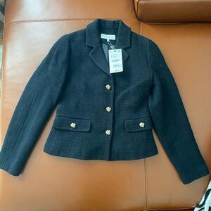 New ZARA Textured Short Blazer with Embossed Button